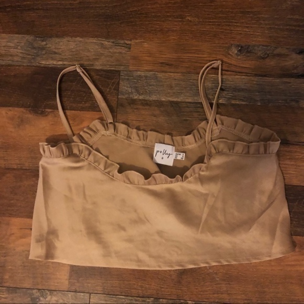 Polly nude color strappy crop top sz 0